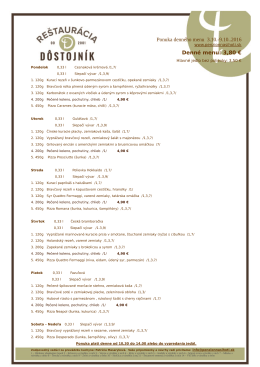 Ponuka denného menu 3.10.-9.10..2016 Denné menu: 3,80 €
