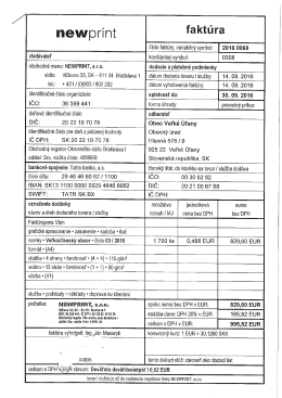 Page 1 fakt&uacute;ra dod&aacute;vatel kon&scaron;tantn&yacute; symbol: 0308 obchodn&eacute; meno