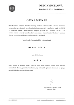 Page 1 OBEC KYNCELOVÁ Kyncel`ová 39, 974 01 Banská Bystrica