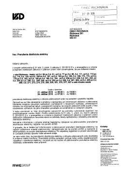 Prerušenie distribúcie elektriny 21.10.2016 a 24.10