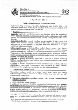 TÁJÉKOZTATÁS Szilárd éghető anyagok szabadtéri tárolása