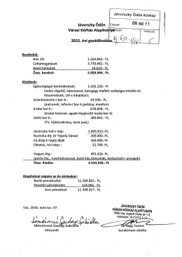2015. évi gazdálkodás - Jávorszky Ödön Kórház