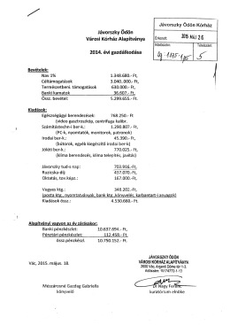 2014. &eacute;vi gazd&aacute;lkod&aacute;s - J&aacute;vorszky &Ouml;d&ouml;n K&oacute;rh&aacute;z