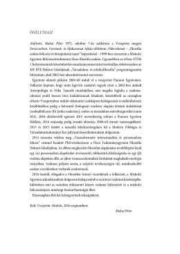 Önéletrajz - Filozófiai Intézet