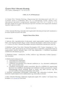 Az Újszászi Helyi Választási Bizottság határozata Kocsis Gábor