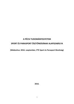 PTE Sport és Parasport Ösztöndíj - Alapszabály