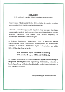 közlemény - Veszprém Megyei Önkormányzat