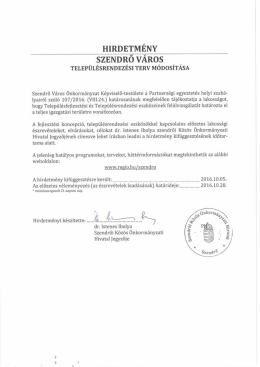 szendrő v&aacute;ros telep&uuml;l&eacute;srendez&eacute;si terv m&oacute;dos&iacute;t&aacute;sa