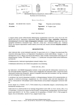 Határozat a települési zárlat feloldásáról