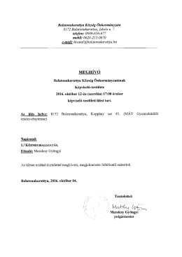 Page 1 Balatonakarattya K&ouml;zs&eacute;g &Ouml;nkorm&aacute;nyzata 8.172