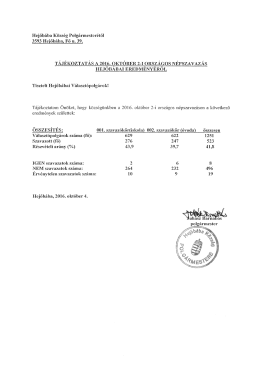 Tájékoztatás a 2016. október 2-i országos népszavazás Hejőbábai