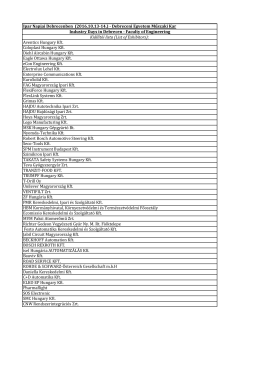 Kiállítói lista (List of Exhibitors) - DE Műszaki Kar