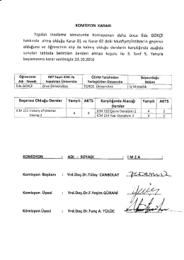 Page 1 KOMİSYON KARARI Yapılan İnceleme sonucunda