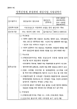 제 중점관리 대상사업 사업내역서