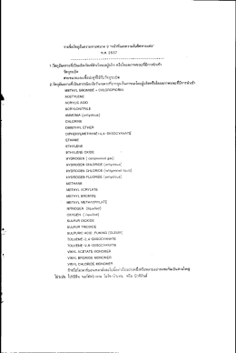 รายชื่อวัตถุอันตรายตามหมวด