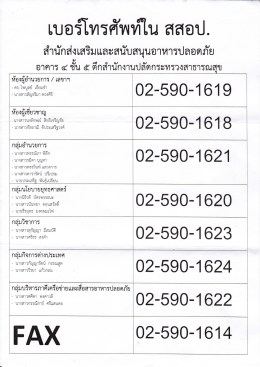 สำนักส่งเสริมและสนับสนุนอาหารปลอดภัย ขอแจ้งที่อยู่