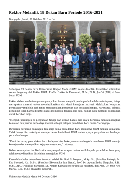 Rektor Melantik 19 Dekan Baru Periode 2016-2021