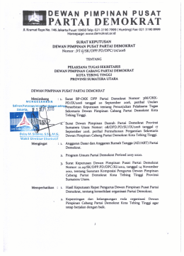 Page 1 DEWAN PIMPINAN PUSAT : PARTAI DEMOKRAT Jl.Kramat
