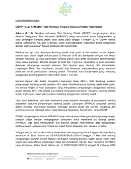 Press Release - Gerakan Indonesia Diet Kantong Plastik