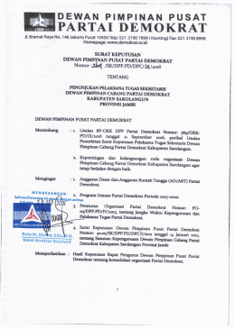 Page 1 DEWAN PIMPINAN PUSAT PARTAI DEMOKRAT Jl.Kramat