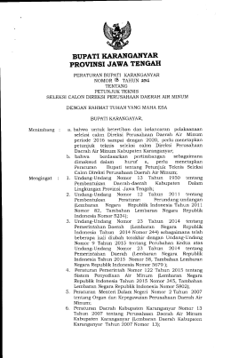Page 1 BUPATI KARANGANYAR PROVINSI JAWA TENGAH