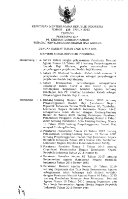 Page 1 Menimbang : Mengingat ** NOMOR 436 TAHUN 2015