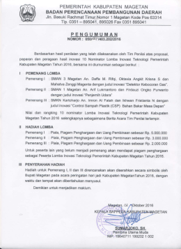 Page 1 PEMERINTAH KABUPATEN MAGETAN BADAN