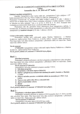 Zápis č. 6/2016 ze dne 6. 9. 2016