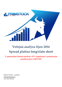Veřejná analýza říjen 2016 Spread platina long/zlato short