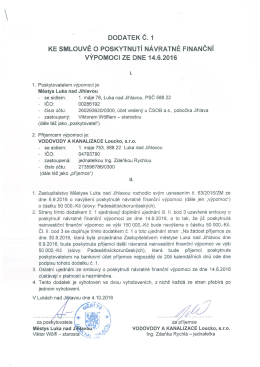 Dodatek č. 1 ke smlouvě o poskytnut&iacute; n&aacute;vratn&eacute; finančn&iacute; v&yacute;pomoci ze