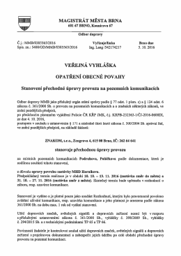 Veřejná vyhláška - přechodná úprava provozu