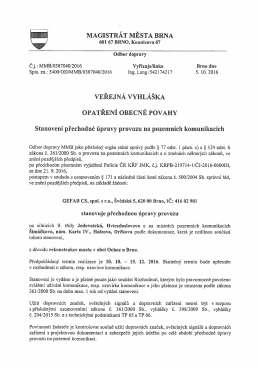 Veřejná vyhláška - přechodná úprava provozu