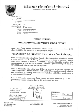 oznámení o vydání opatření obecné povahy