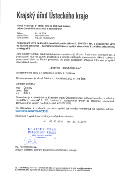 EIA - závazné stanovisko "EcoFlex - Mondi Štětí a.s."