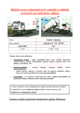 Svoz nebezpečn&eacute;ho odpadu 8.10.2016
