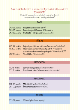 Kalendář kulturních a společenských akcí