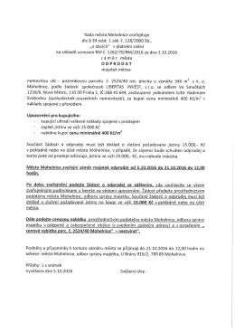 Rada města Mohelnice zveřejňuje z&aacute;měr města