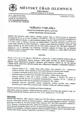 Stanovení přechodné úpravy provozu vydané