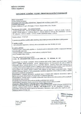 Oznámení záměru nájmu prostor sloužících podnikání