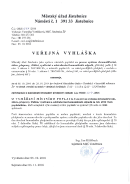 Veřejná vyhláška - hromadný předpisný seznam