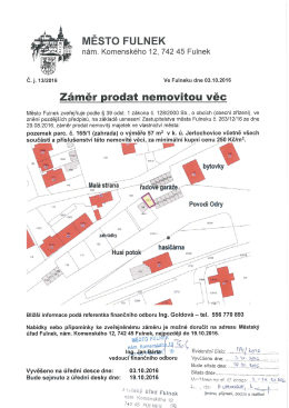 Záměr prodat nemovitou věc čj. 13/2016 v k.ú