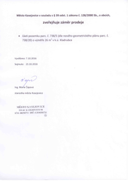 Záměr prodeje části pozemku v k. ú. Kladrubce - 2016