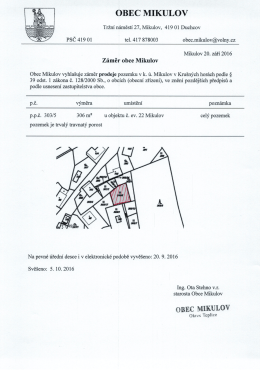 Page 1 OBEC MIKULOV Tržní náměstí 27, Mikulov, 419 01 Duchcov