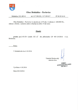 Záměr prodeje pozemku - Obec Bohdalice