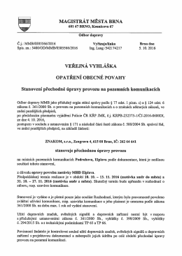 Veřejná vyhláška - přechodná úprava provozu