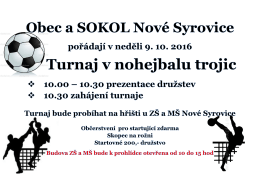 Turnaj v nohejbalu trojic - neděle 9.10.2016
