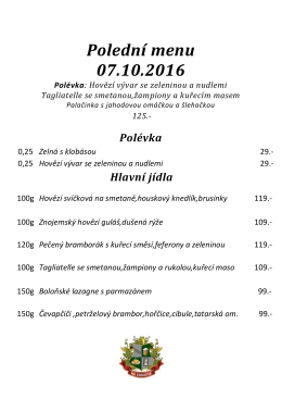 Polední menu 05.10.2016 Polévka
