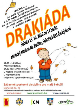 Drakiada na atletick&eacute;m stadionu Na Kutilce v Česk&eacute;m Brodě