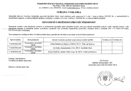 Veřejn&aacute; vyhl&aacute;&scaron;ka V-5930/2016-601, V-6459/2016-601, V