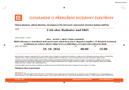 Přerušení dodávky elektřiny v Radonicích nad Ohří